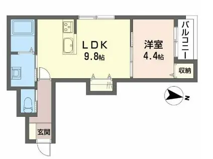 ELIINA貴船III(1LDK/3階)の間取り写真