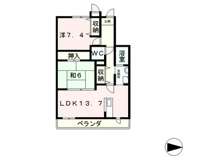 ガーデンハウス石山寺(2LDK/2階)の間取り写真