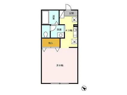 さんもーる2000(1K/2階)の間取り写真