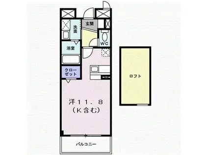 メゾンドグラースN(ワンルーム/2階)の間取り写真