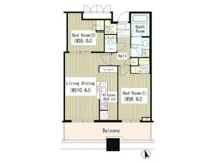 パークタワー目黒(2LDK/18階)の間取り写真