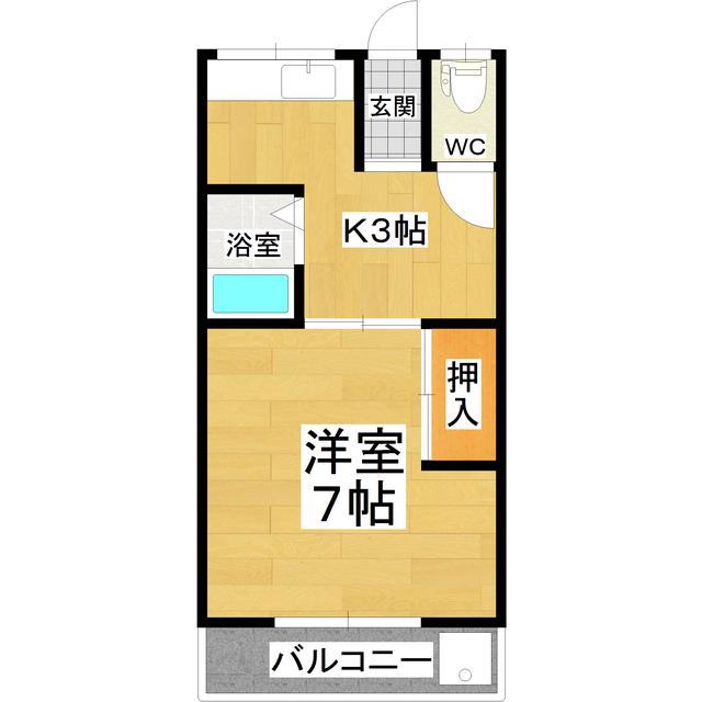 ニューつくばコーポ(1K/2階)の間取り写真