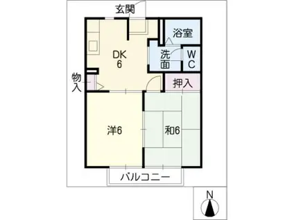 シャトレー南山A・B(2DK/1階)の間取り写真