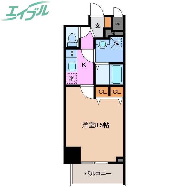 S-RESIDENCE四日市駅前COULEUR(1K/8階)の間取り写真