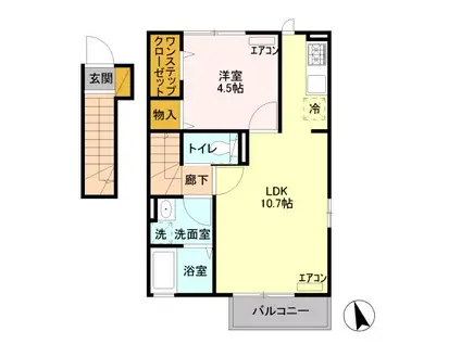 メゾン・ド・シャテーヌ(1LDK/2階)の間取り写真