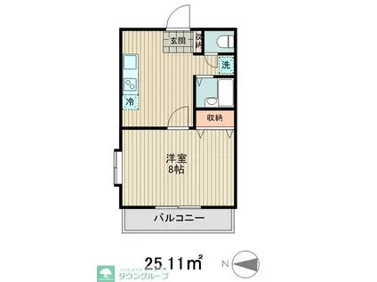 エストパルII(1K/1階)の間取り写真