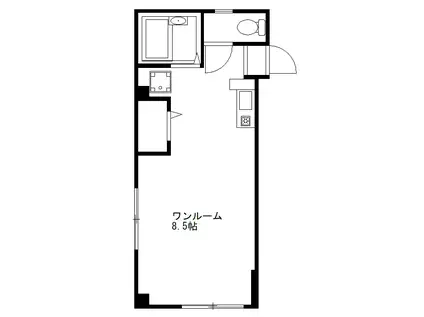 N・Yハイム(ワンルーム/2階)の間取り写真