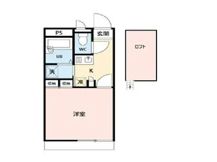 ホークI(1K/1階)の間取り写真