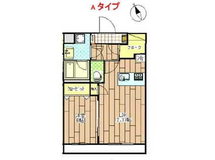 クラスト・ワン(1SLDK/2階)の間取り写真