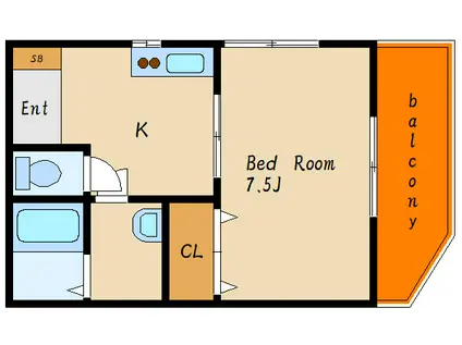 ハイツウエストII(1K/1階)の間取り写真