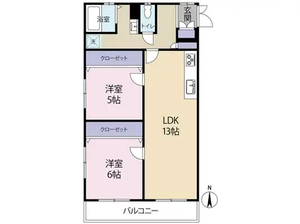 牛込マンション(2LDK/3階)の間取り写真