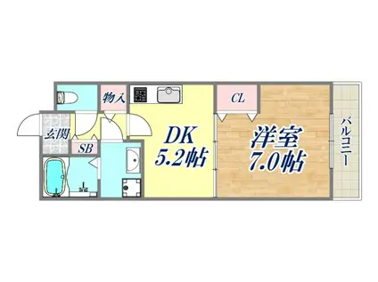 ジョイモアー(1DK/3階)の間取り写真