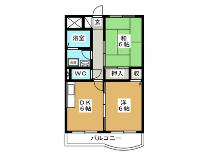 メゾン・フラワーヒル(2DK/2階)の間取り写真