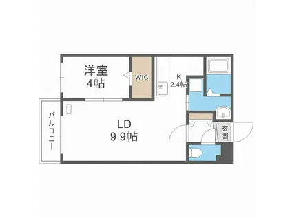 アンジュール発寒南(1LDK/4階)の間取り写真