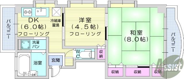 ISハイツ(2DK/2階)の間取り写真