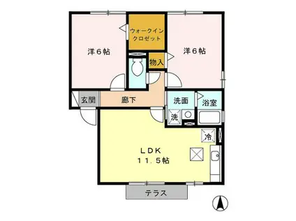 ブリエ アージュ I/II/III/IV(2LDK/1階)の間取り写真