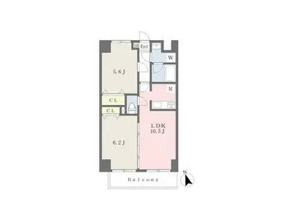 アリオーソ・フラーゼ(2LDK/9階)の間取り写真