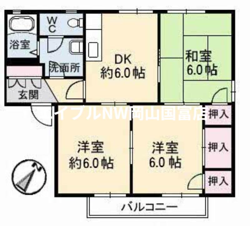 オークス参番館(3DK/2階)の間取り写真