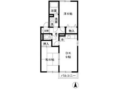 ラヴィータ(2DK/2階)の間取り写真