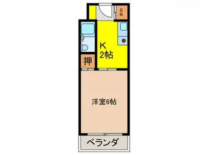 ヒルサイドカフカ(1K/3階)の間取り写真