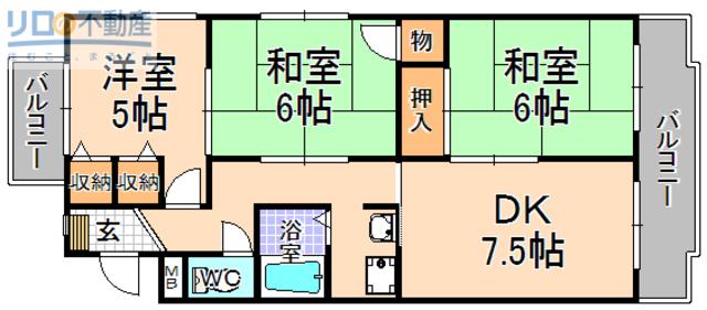 平成ハイツ(3DK/3階)の間取り写真