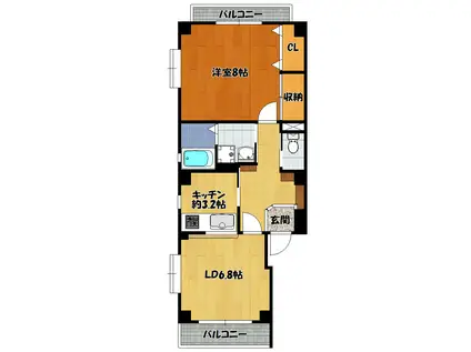 コランダムイノマタ(1LDK/1階)の間取り写真