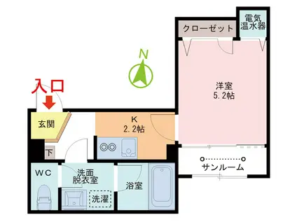 シャーメゾンルーク(1K/2階)の間取り写真