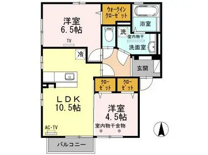 AIVO(2LDK/2階)の間取り写真