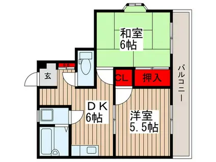 サニ-パレスK(2DK/2階)の間取り写真