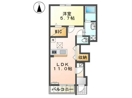 CASA ESTE唐津A(1LDK/1階)の間取り写真
