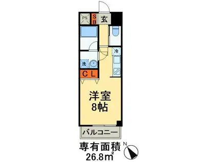 ロゼレーヌ(ワンルーム/3階)の間取り写真