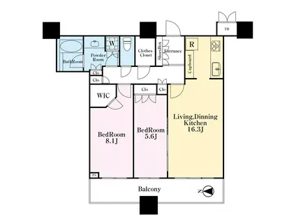 パークタワーグランスカイ(2LDK/37階)の間取り写真