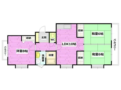 ミリオンハイム東昭和町(3LDK/3階)の間取り写真