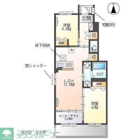 柏市若柴アパート(2LDK/1階)の間取り写真