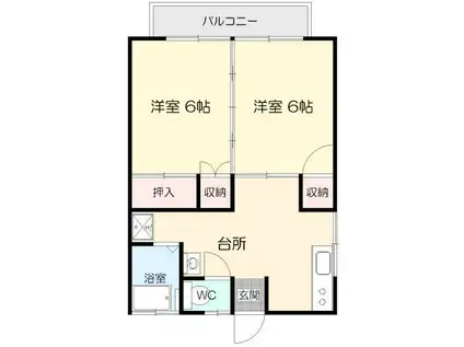 アパルト大光寺(2DK/2階)の間取り写真