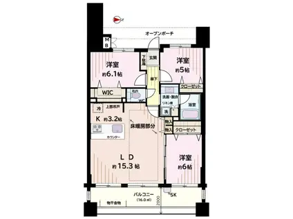  デュオヒルズ武蔵浦和 1匹可 P確認(3LDK/5階)の間取り写真