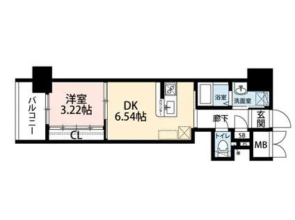 ウイングス到津(1DK/5階)の間取り写真