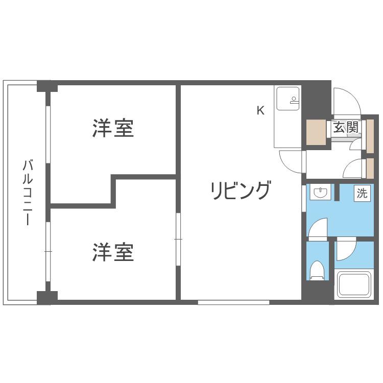 アリエス(2LDK/2階)の間取り写真