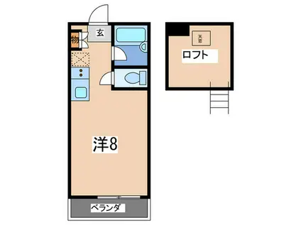 シダーハウス(ワンルーム/2階)の間取り写真