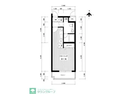 広尾レジデンスA棟(ワンルーム/3階)の間取り写真