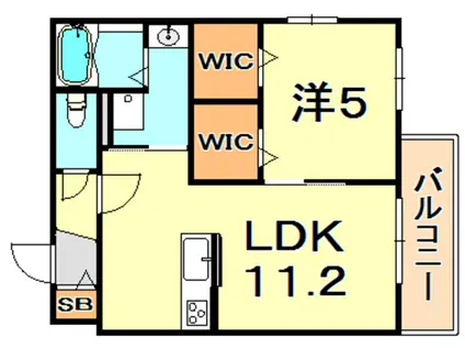 メゾン六甲II(1LDK/2階)の間取り写真