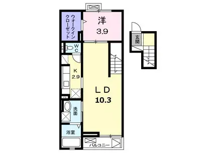 モデルノ(1LDK/4階)の間取り写真