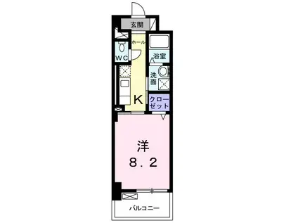 ヌーベルメゾン六甲(1K/6階)の間取り写真