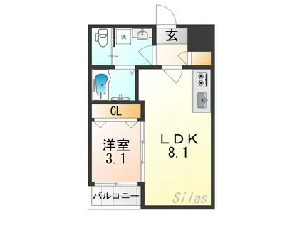 H-MAISON森ノ宮I(1LDK/3階)の間取り写真