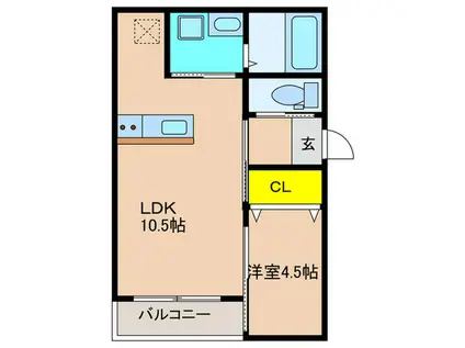 メゾン・ド・グレイス(1LDK/2階)の間取り写真