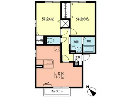 マイルドリーセイバリー(2LDK/2階)の間取り写真