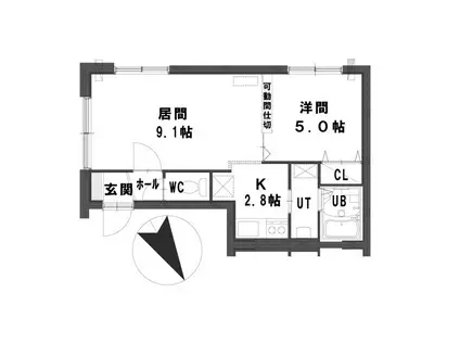 グランメール南郷S-3(1LDK/2階)の間取り写真