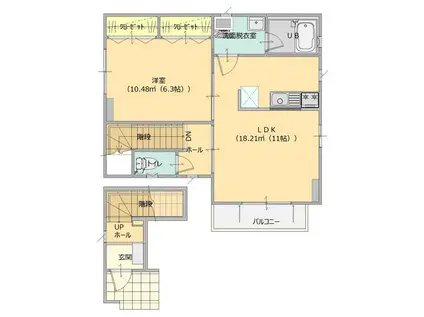 ピエールドゥ中谷(1LDK/2階)の間取り写真