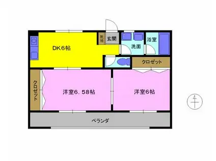 UYアクシア(2DK/1階)の間取り写真