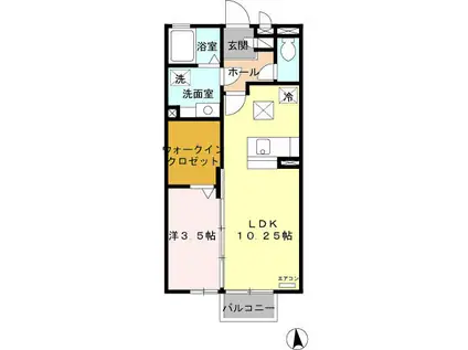 セジュールフレア(1LDK/1階)の間取り写真